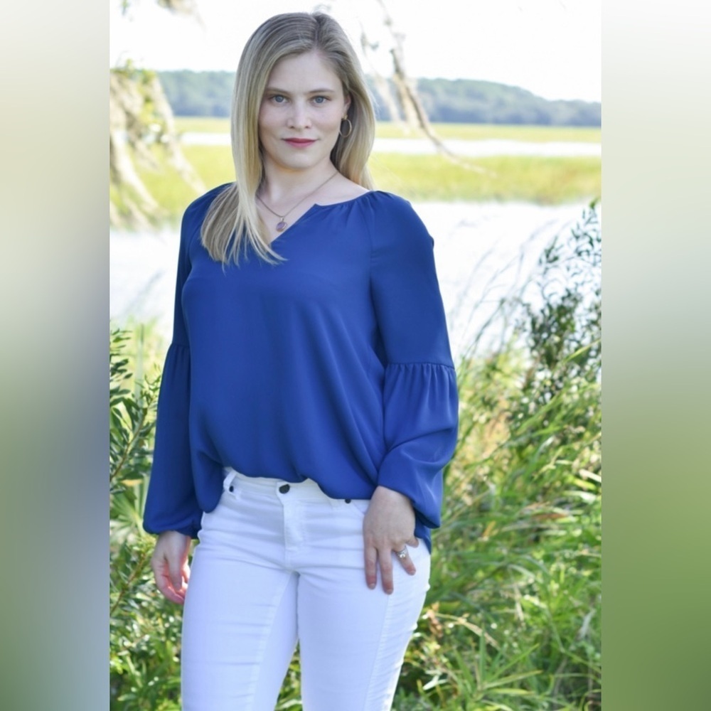 Lilly Pulitzer Blue Long Sleeve Relaxed Blouse
